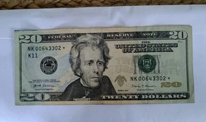 2017 $20 Dollar Federal Reserve Note Bill Star Note - Picture 1 of 3