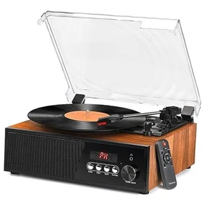 Vinyl Plattenspieler mit Lautsprecher Bluetooth Turntable Unterstützung FM Radio USB  - Bild 1 von 7