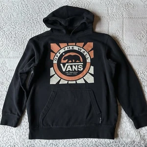 Vans Black Front Graphic Print Pullover Hoodie - Youth Boy’s Size Medium - Picture 1 of 5