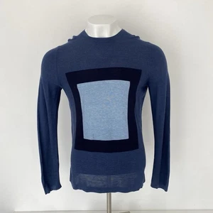 COS Mens Crew Neck Jumper Sweatshirt Silk Cotton Blue Navy Size Medium Sweater - Picture 1 of 13
