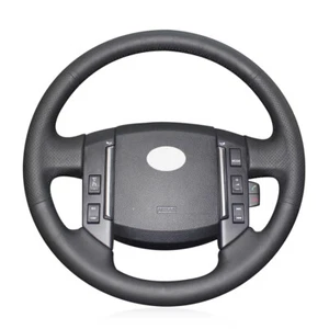 Black Leather Handsewing Car Steering Wheel Cover for Land Rover Freelander 2 - Picture 1 of 14