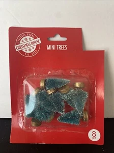 New 8 Green Bottle Brush Frosted Christmas Trees Mini 2" Village Doll House - Picture 1 of 7