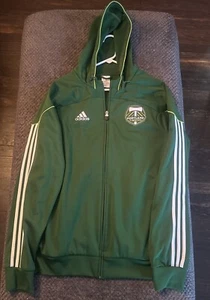 Vintage Adidas Zip Up Hoodie Men's Size LARGE Portland Timbers Green 3 Stripe - Picture 1 of 10