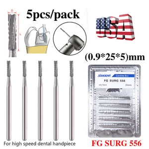 Dental Surgical Length Bur Flat Fissure FG SURG 556 25mm Carbide For High Speed - Picture 1 of 17