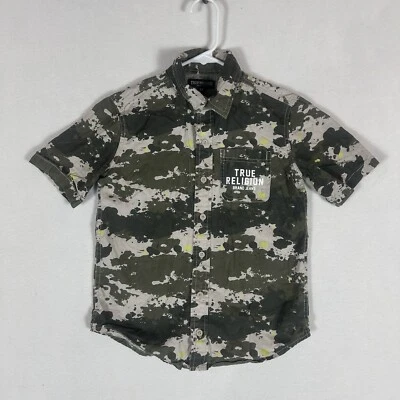 Camisa True Religion Camuflada Con Botones Niños Pequeña Informal Manga Corta Top Verde S/S Foto 1 de 4