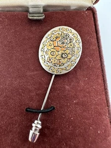 Reed & Barton Damascene Floral Stick Pin 24kt electroplate - Picture 1 of 8