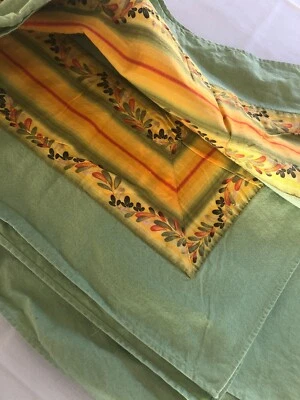 110 Inches Long 56 Inches Wide Light Green With Inset Edging 6” Wide Pattern - Image 1 of 4