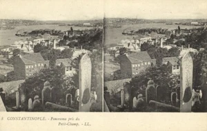 Turquía, Constantinopla, vista desde Petit-Champ (década de 10) LL. Postal vista estéreo - Imagen 1 de 2