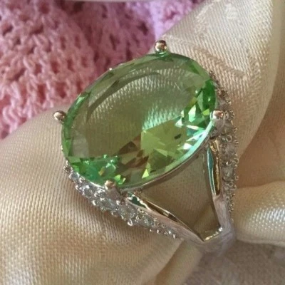 ANTIQUE ART DECO VINTAGE STERLING SILVER RING PERIDOT STONE RING SIZE X or 11.5 - Image 1 of 4