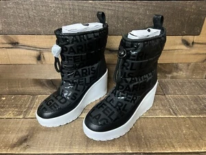 ⚡️ Karl Lagerfeld Paris Berdina Wedge Boot Bootie Black White US 6.5 NEW ⚡️ - Picture 1 of 6