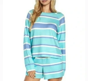 Wildfox gestreiftes Sweatshirt Lounge kurz Set neu mit Etikett L Ladenpreis 160 $ - Bild 1 von 7