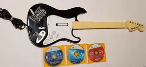 Xbox 360 Rock Band 1, 2 & Track Pack 2 W Fender Stratocaster Wired Guitar Tested - Picture 1 of 24