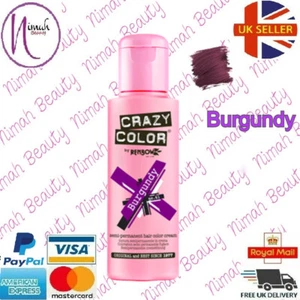 Crazy Color Semi Permanent Hair Dye Burgundy 100ml  - Picture 1 of 2