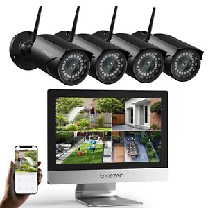 TMEZON FUNK Überwachungskamera Set AUßEN Videoüberwachung Monitor WLAN 3MP - Bild 1 von 9