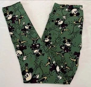 NEW LuLaRoe DISNEY OS Leggings GREEN Minnie Mouse BOW Polka Dot Cartoon FLOWER - Picture 1 of 4