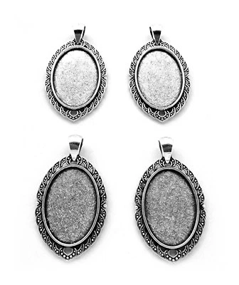4 marcos colgantes camafeo estilo MADELYN 30mm x 20mm tono plateado envejecido ajustes Foto 1 de 4