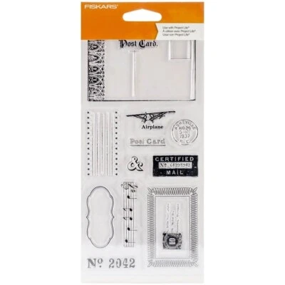 Hoja de estampillas transparentes de FISKARS 103810-1001 4" X 8" - CORREO CERTIFICADO Foto 1 de 2