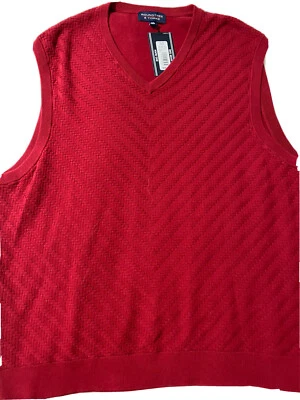 Roundtree & Yorke NUEVO CON ETIQUETAS $60 Big Man 3XB Algodón Rojo Suéter Chaleco Navidad Foto 1 de 4