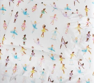 Pottery Barn Kids Ballerina Ballet Positions Dance Organic Full Sheet Set - Picture 1 of 2