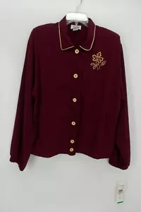 TEDDI Women's Size XL Jacket Burgundy Full Zip Golden Girls Leaf NWT - Picture 1 of 7