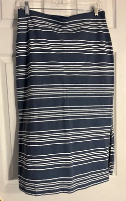 Patagonia Gray Blue Striped Elastic Waist Straight Skirt w Side Slit Women Small - Image 1 of 4
