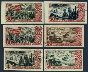 Russia 1183-1188 imperf,CTO.Michel 1162B-1187B. October Revolution,30th Ann.1947 - Picture 1 of 1