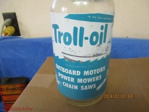 Rare Vintage Troll-Oil Western Oil Outboard Motor Mower Chainsaw Glass Bottle Qt - Picture 1 of 5