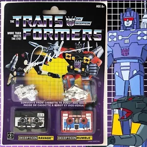 Transformers G1 Walmart reissue Ravage & Rumble MOSC signed by Frank Welker JSA - Picture 1 of 4