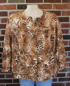 NWOT Ruby Rd. Woman Women's Blazer Suit Jacket Sz 16W Leopard Print Shimmery - Picture 1 of 8