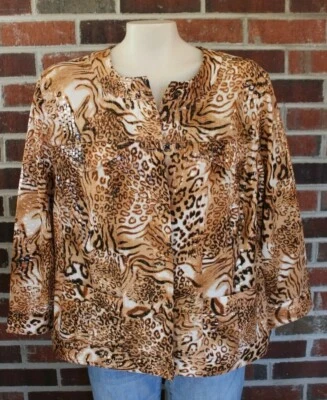 NWOT Ruby Rd. Woman Women's Blazer Suit Jacket Sz 16W Leopard Print Shimmery - Image 1 of 4