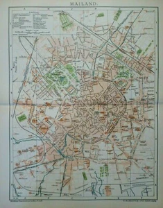 Mapa Milán / Milán en Italia, Brockhaus 1898  - Imagen 1 de 2