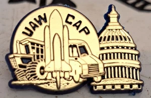 UAW CAP Plastic Lapel Pin, Capitol Bldg, Etc. Nice! - Picture 1 of 3