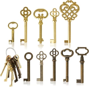 10PCS Skeleton Key Set Reproduction for Antique Furniture, Universal Barrel Key - Picture 1 of 12