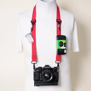 Dual verstellbarer roter Nylon Kameragurt mit D-Mount Haken Handarbeit - Bild 1 von 11
