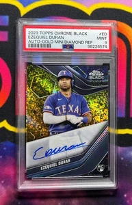 '23 Topps Chrome Black Ezequiel Duran Gold Mini Diamond Auto RC/50 PSA 9 - Foto 1 di 2