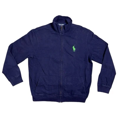 Polo Ralph Lauren Golf Vintage Azul Marino Polar Cremallera Completa Bolsillos Big Pony Grande Foto 1 de 4