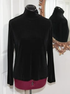 Chicos Travelers Black Mock Neck Slinky Top Long Sleeve Sz 1 - Picture 1 of 6