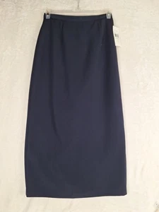 Villager By Liz Claiborne Navy Blue Skirt Sz 10 Long Maxi Lined Zip 29x37 Slit  - Picture 1 of 11