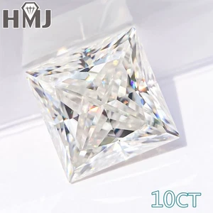 10CT Rare Moissanite Loose Stone D Color Princess Cut VVS1 Passes Tester Stones - Picture 1 of 22