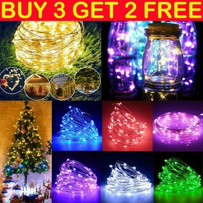 20/100LED Fairy String Lights Micro Rice Copper Wire Battery Operated Xmas Light - Image 1 of 4