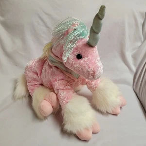 2001 Pink Commonwealth Plush Large 12" Unicorn Stuffed Rainbow Mane Toys R Us - Picture 1 of 6
