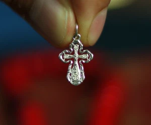 Sterling Silber Orthodox Kreuz Anhänger | 0,63 Zoll hoch | 0,68 g | 925 Kruzifix - Bild 1 von 6