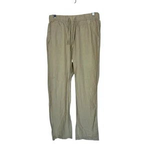 Pantalones Magaschoni Hombre Beige Mezcla Lino Pierna Recta Cintura con Cordón Talla S - Imagen 1 de 8