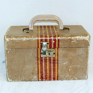 Schmuck Schminkkästchen Vintage Antik Tweed Stil - Bild 1 von 7