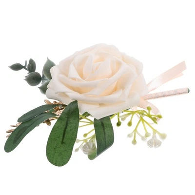  Boutonnière De Fleur Simulée Décorations Mariage Corsage La Mariée - Photo 1/4