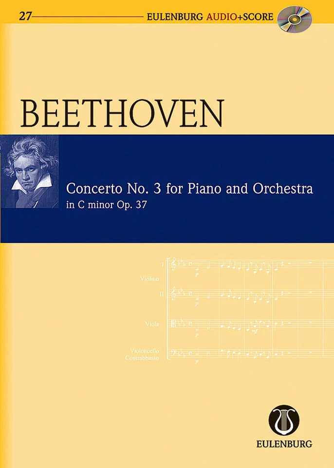 Study Score Beethoven Piano Concerto No 3 in C Minor Op 37 Sheet Music Book & CD - Image 1 of 1