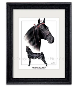 MIDNIGHT SUN - famous TENNESSEE WALKER WALKING HORSE FRAMED ART PRINT painting - Picture 1 of 1