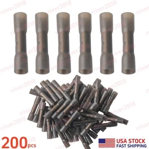200pcs Black 14-12AWG Wire Heat Shrink Butt Connector Splice Terminal Waterproof - Picture 1 of 6