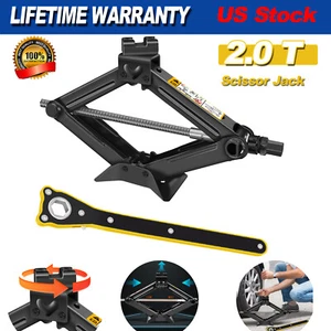 Cheap 2T Scissor Jack Set With Extendable Wheel Wrench Car Van Tire Hand Tool US - Foto 1 di 17