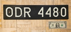 Old Poland Car's License Metal Black Plate Vehicle Number Sign Europe - Picture 1 of 12